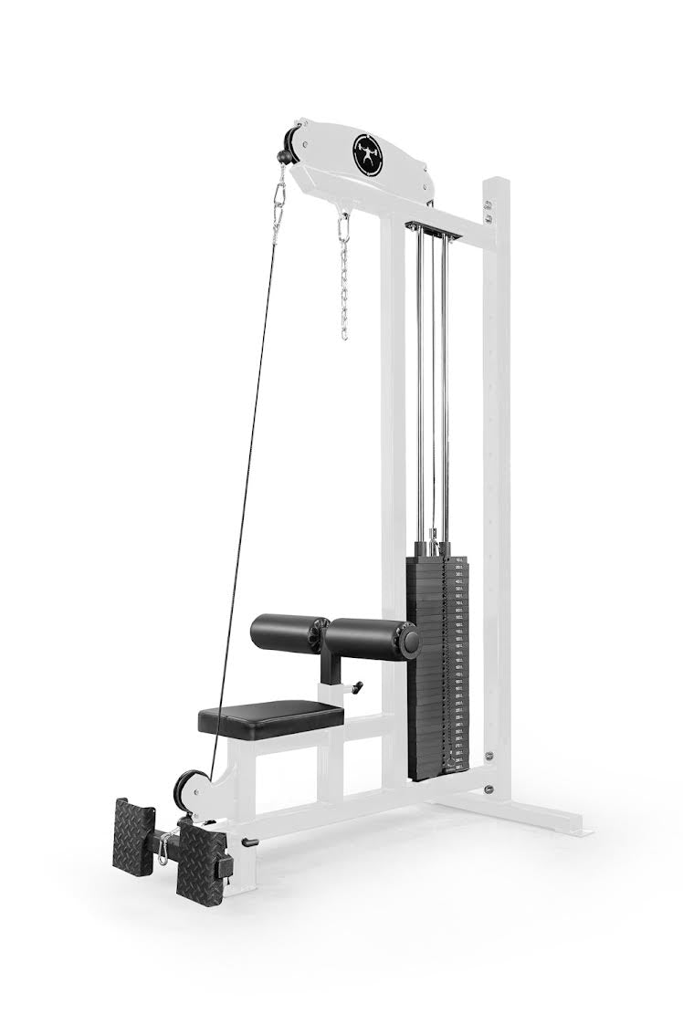 white elitefts  Lat Pulldown Machine with Low Row – Selectorized