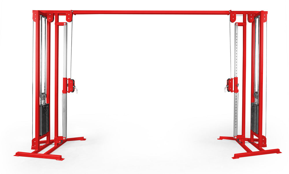 red elitefts Cable Cross Over with UHMW and Adjustment Pullies - Selectorized