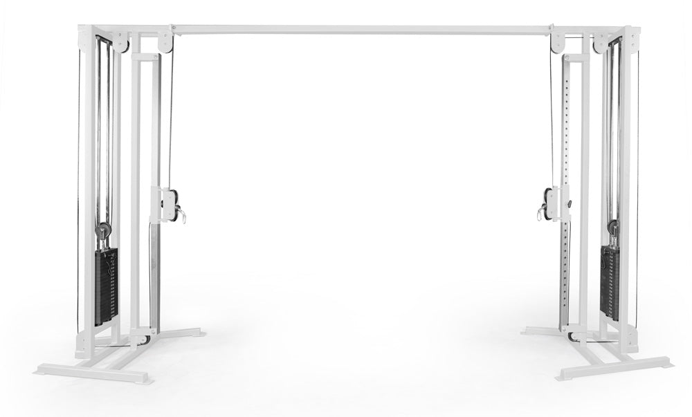 white elitefts Cable Cross Over with UHMW and Adjustment Pullies - Selectorized