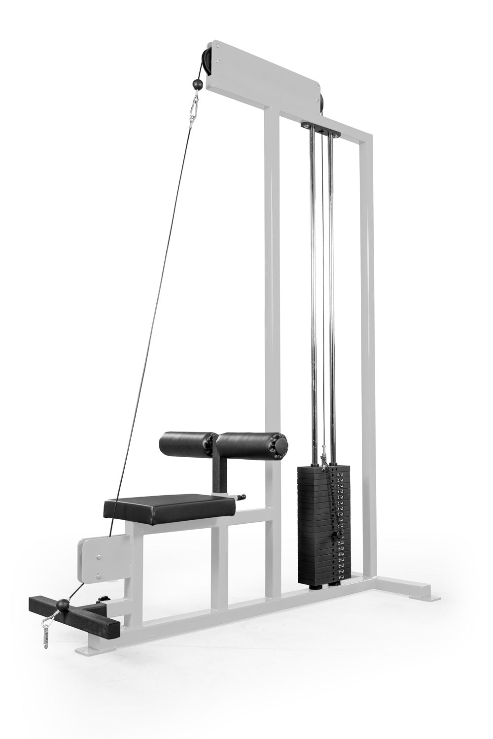 White cable machine gym equipment on a white background