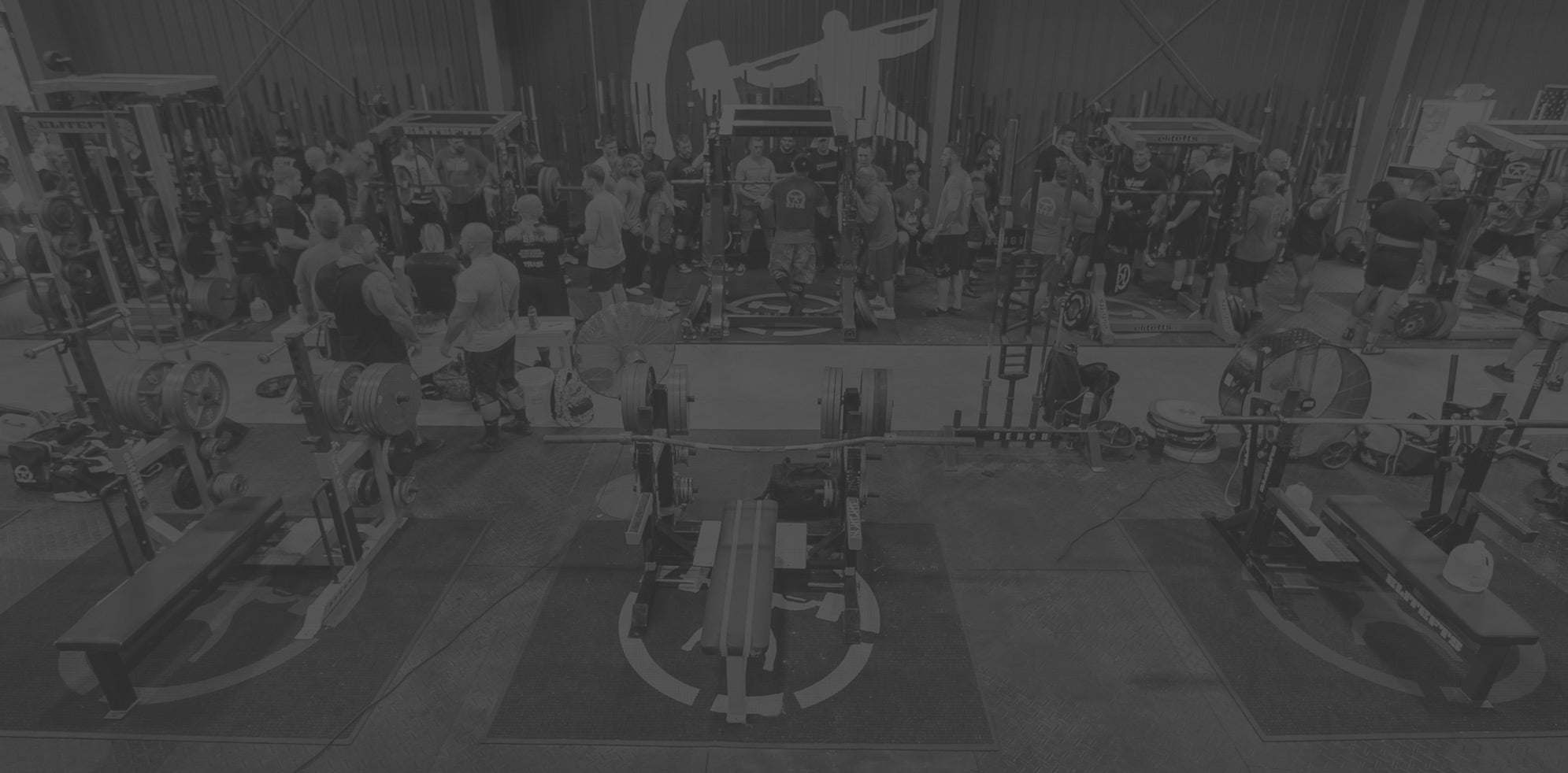 black and white photo of the gym