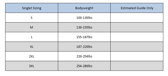 elitefts 2T Competition Singlet size chart-all-groups